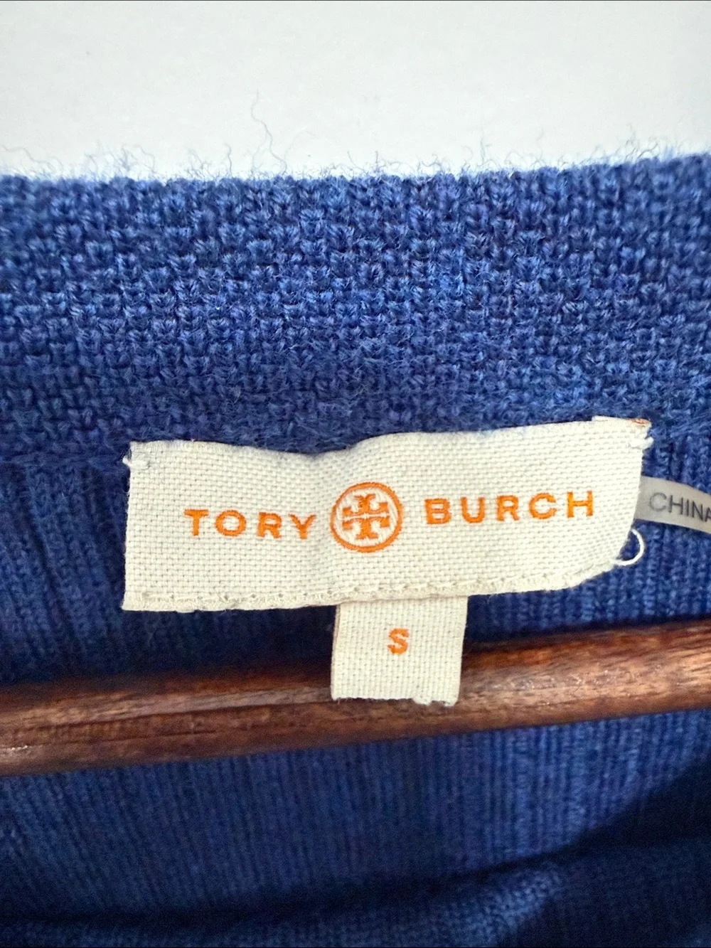 Tory Burch Blue Ramona Merino Wool Ribbed Peplum Sweater wide boat size Small